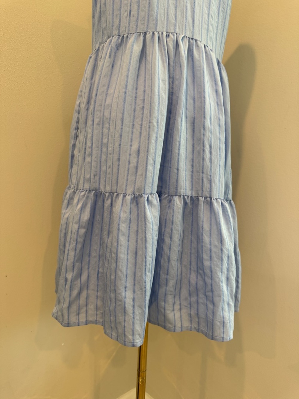 Pomander Place Blue Striped Halter Tiered Mini Dress - Picture 7 of 7